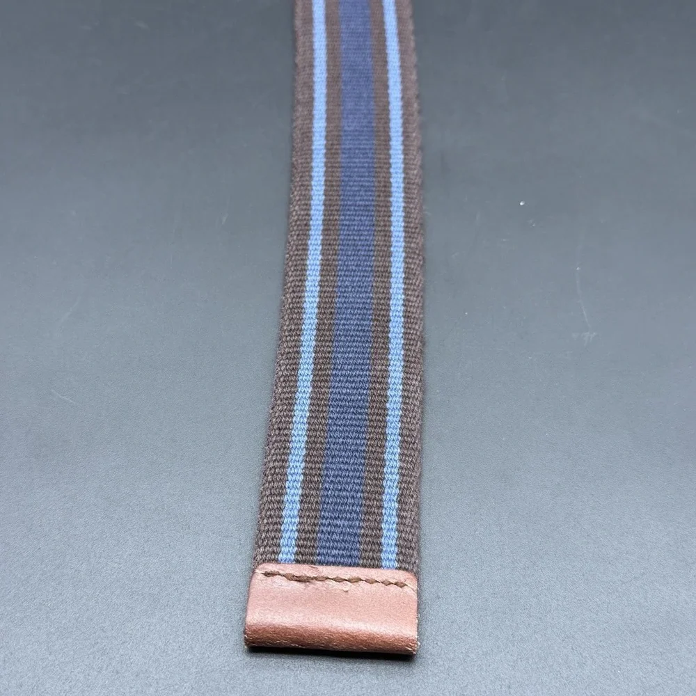 Brooks Brothers 346 Men's Medium Striped Woven D-Ring Belt Brown Blue NWT
